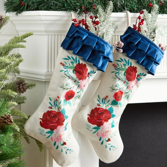 The Pioneer Woman Other - The Pioneer Woman Set of 2 Red Roses Ruffle Christmas Stockings, 20"